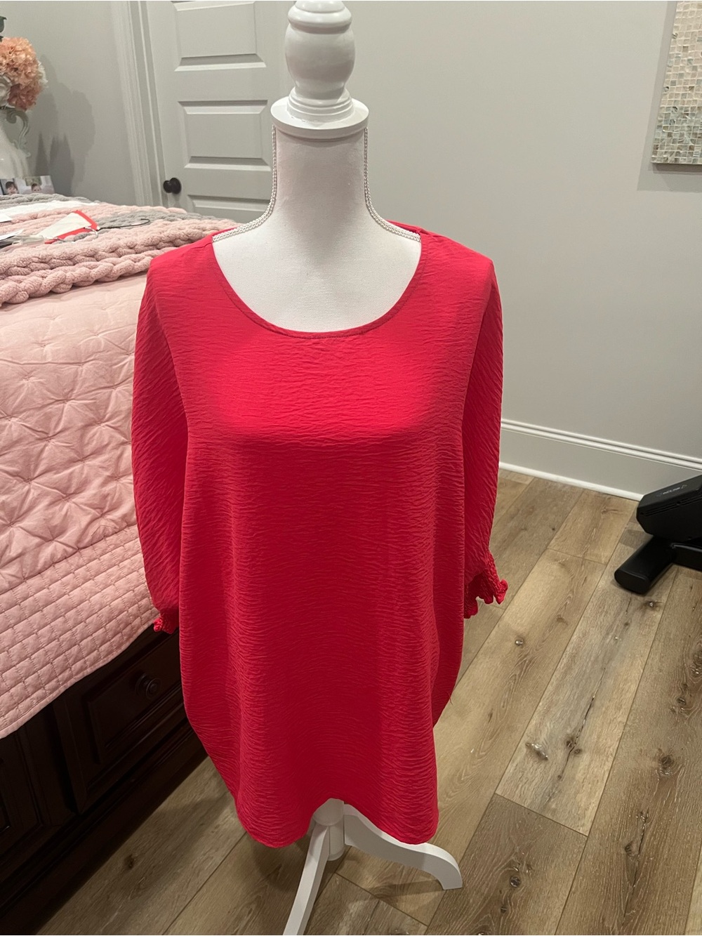 Scoop Neck Women's Tunic in Bright Red